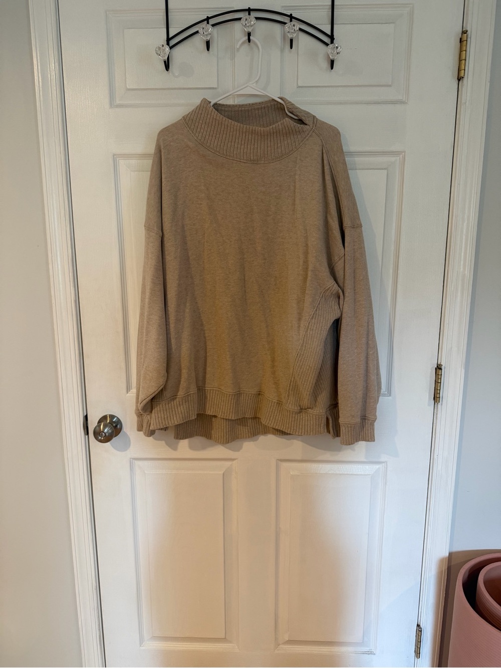 Aerie Cozy High-Neck Oversized Women's Sweater - Beige